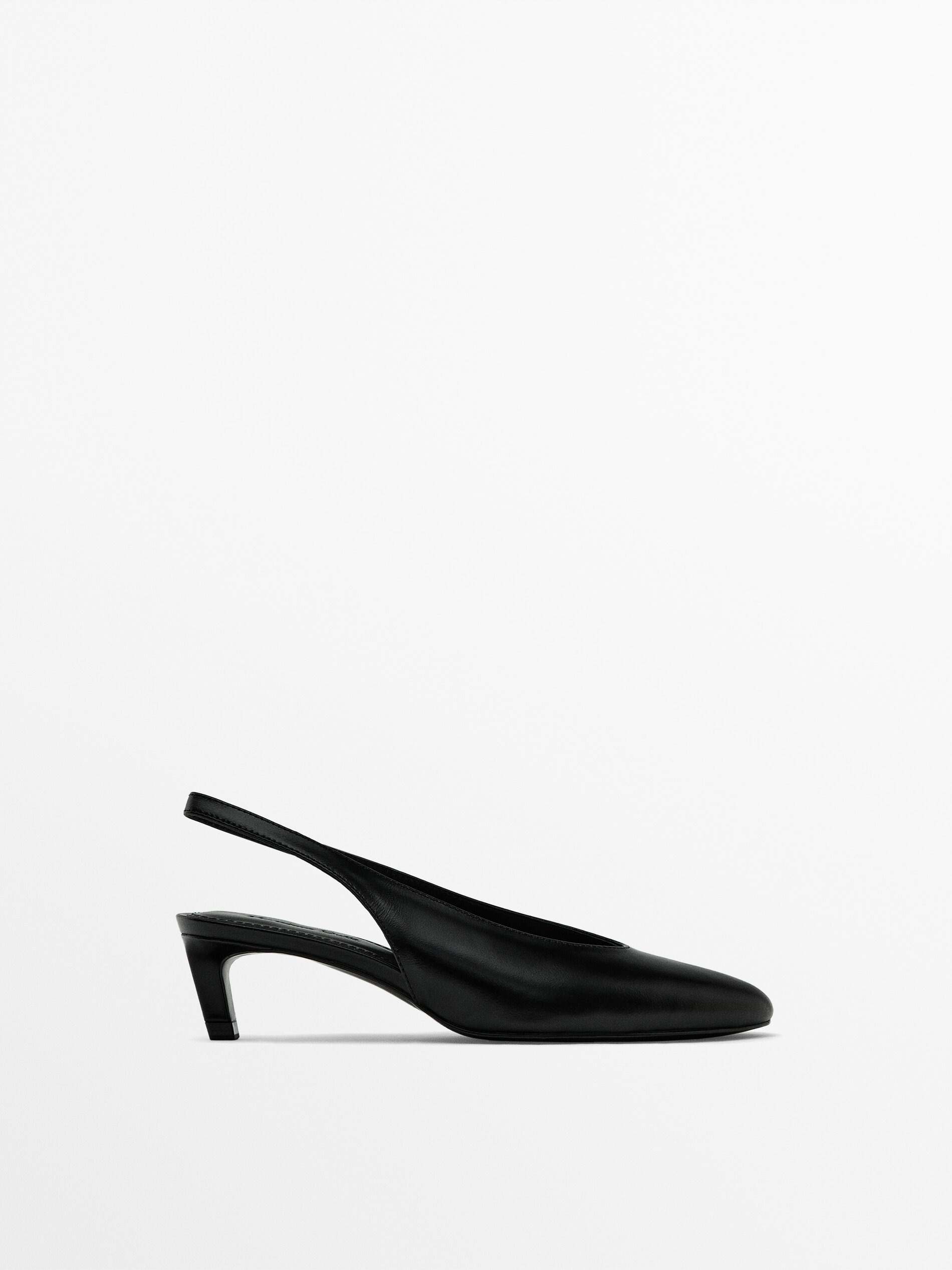 Massimo Dutti + Round-Toe Slingback Heeled Shoes