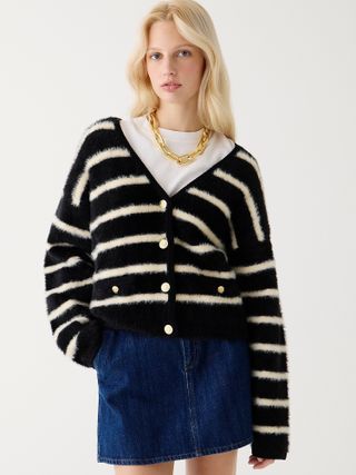 J.Crew + Sweater Lady Jacket in Striped Brushed Yarn