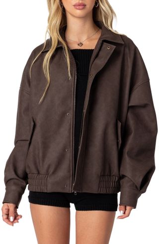 Edikted + Mori Oversize Faux Leather Jacket