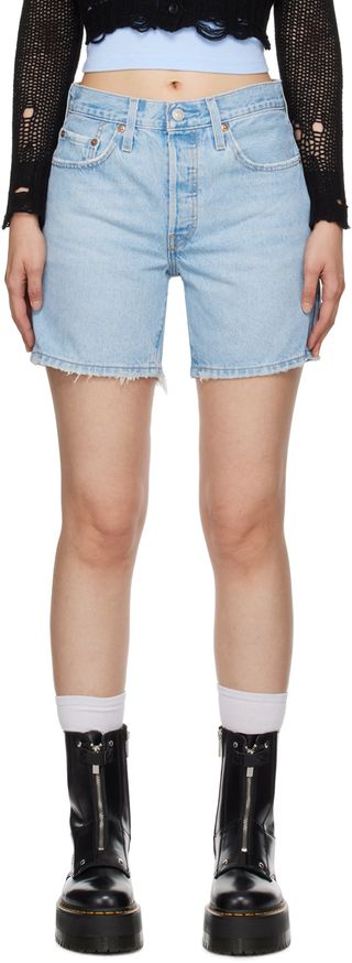 Levi's + Blue 501 Mid Thigh Denim Shorts