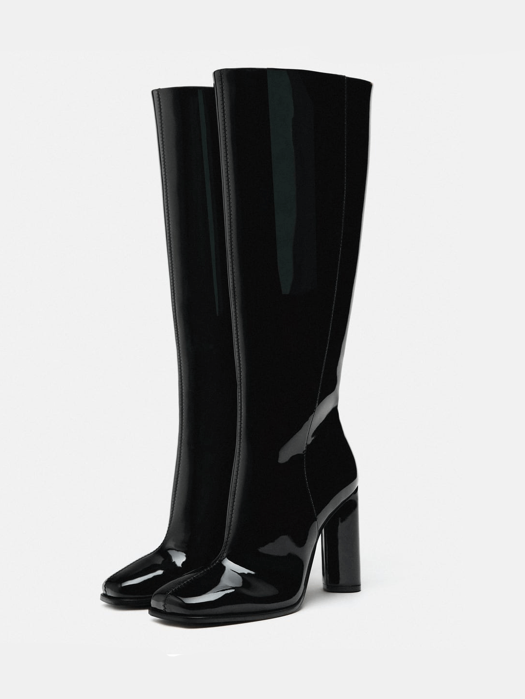 Zara + Faux Patent Leather Heeled Boots