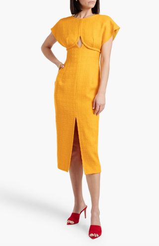Carolina Herrera + Cutout Wool-Blend Tweed Midi Dress