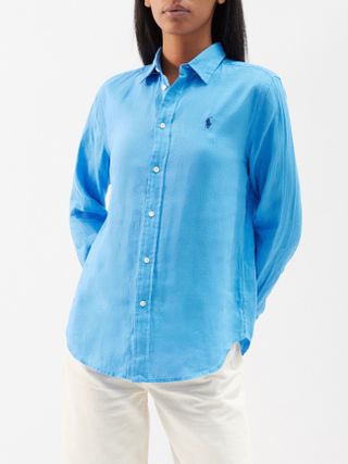 Polo Ralph Lauren + Logo-Embroidered Linen Shirt