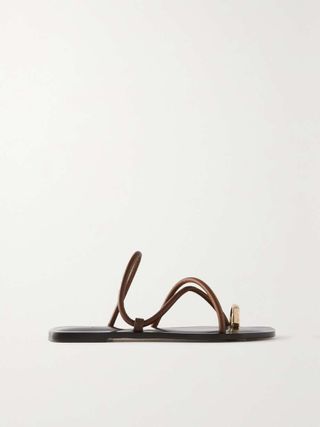 Emme Parsons + Laurie Leather and Gold-Tone Sandals