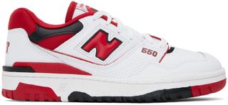 New Balance + White & Red 550 Sneakers