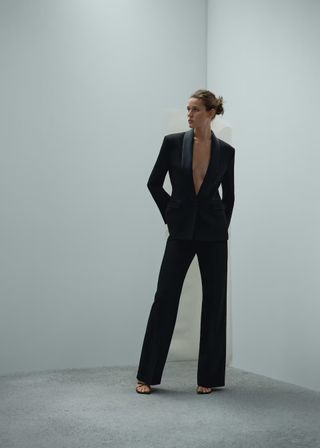 Mango + Palazzo Suit Trousers With Satin Details