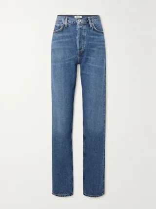 Agolde + 90's Pinch Waist Long High-Rise Straight-Leg Organic Jeans