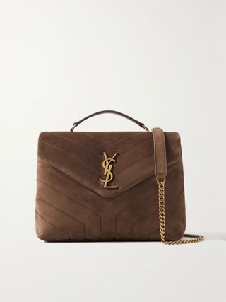 Saint Laurent + Loulou Small Quilted Suede Shoulder Bag