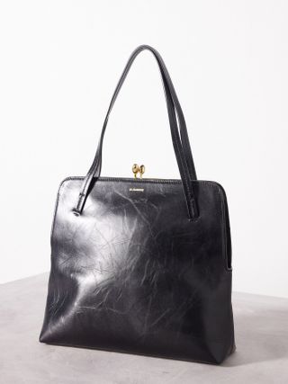 Jil Sander + Creased-Leather Shoulder Bag