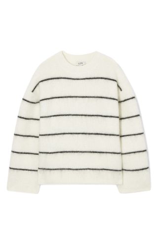 COS + Relaxed Fit Stripe Wool & Mohair Blend Sweater