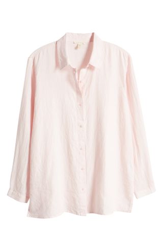 Eileen Fisher + Classic Long Sleeve Organic Linen Button-Up Shirt