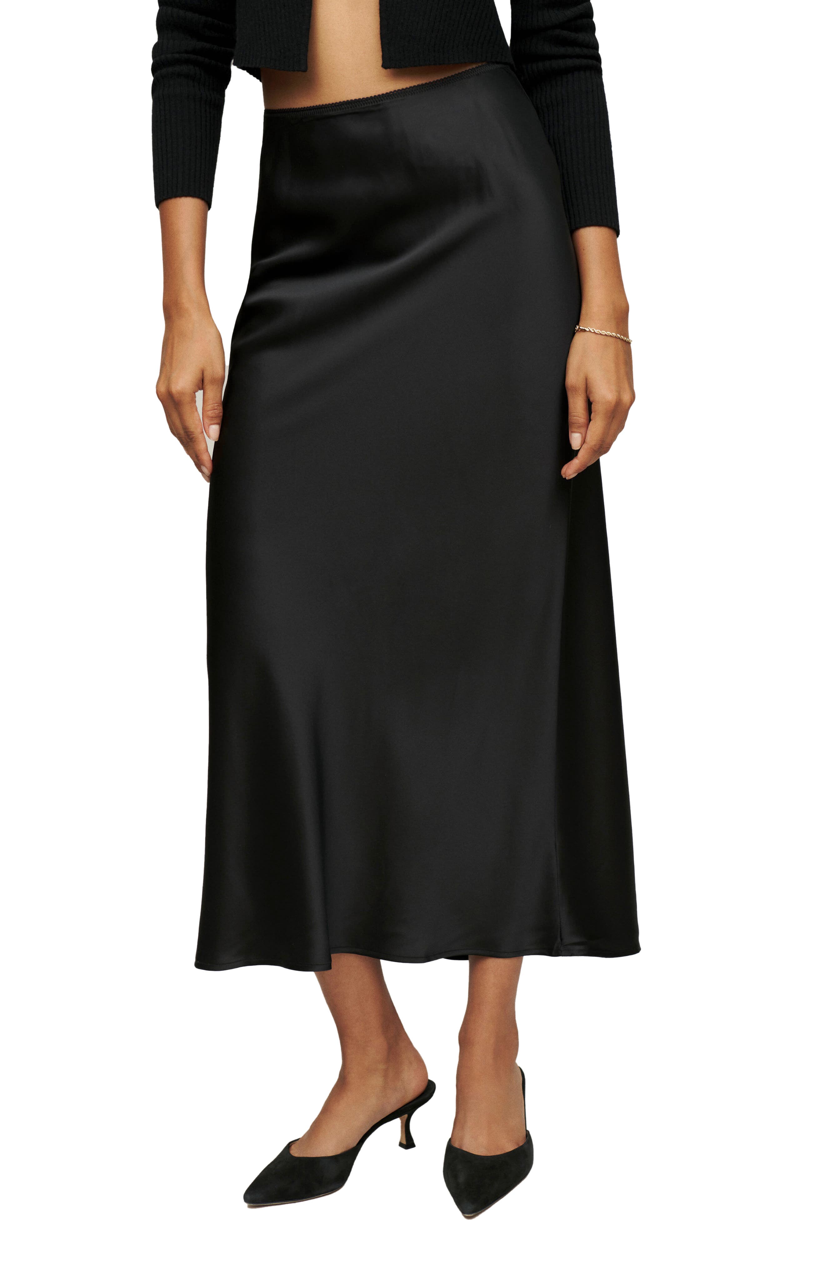 Reformation + Layla A-Line Silk Skirt
