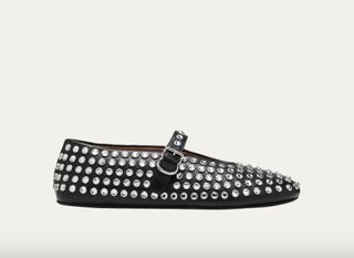 Alaïa + Leather Mary Jane Flats With Allover Studs
