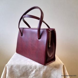 Vintage + Burgundy Leather Handbag