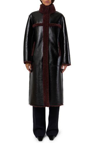 Apparis + Tilly Patent Faux Leather & Faux Shearling Reversible Coat