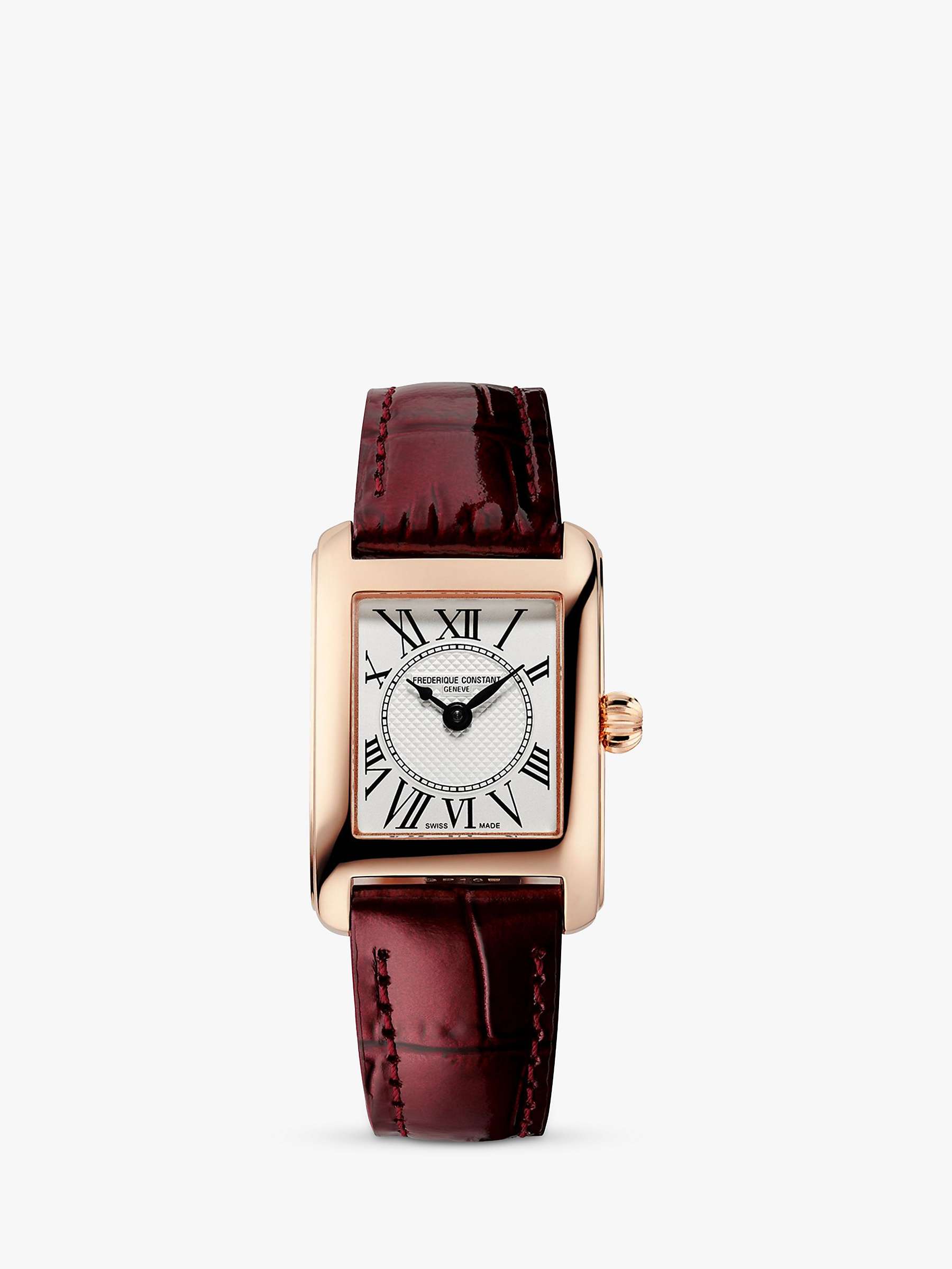 Frederique Constant + FC-200MC14 Carrée Leather Strap Watch in Red/White