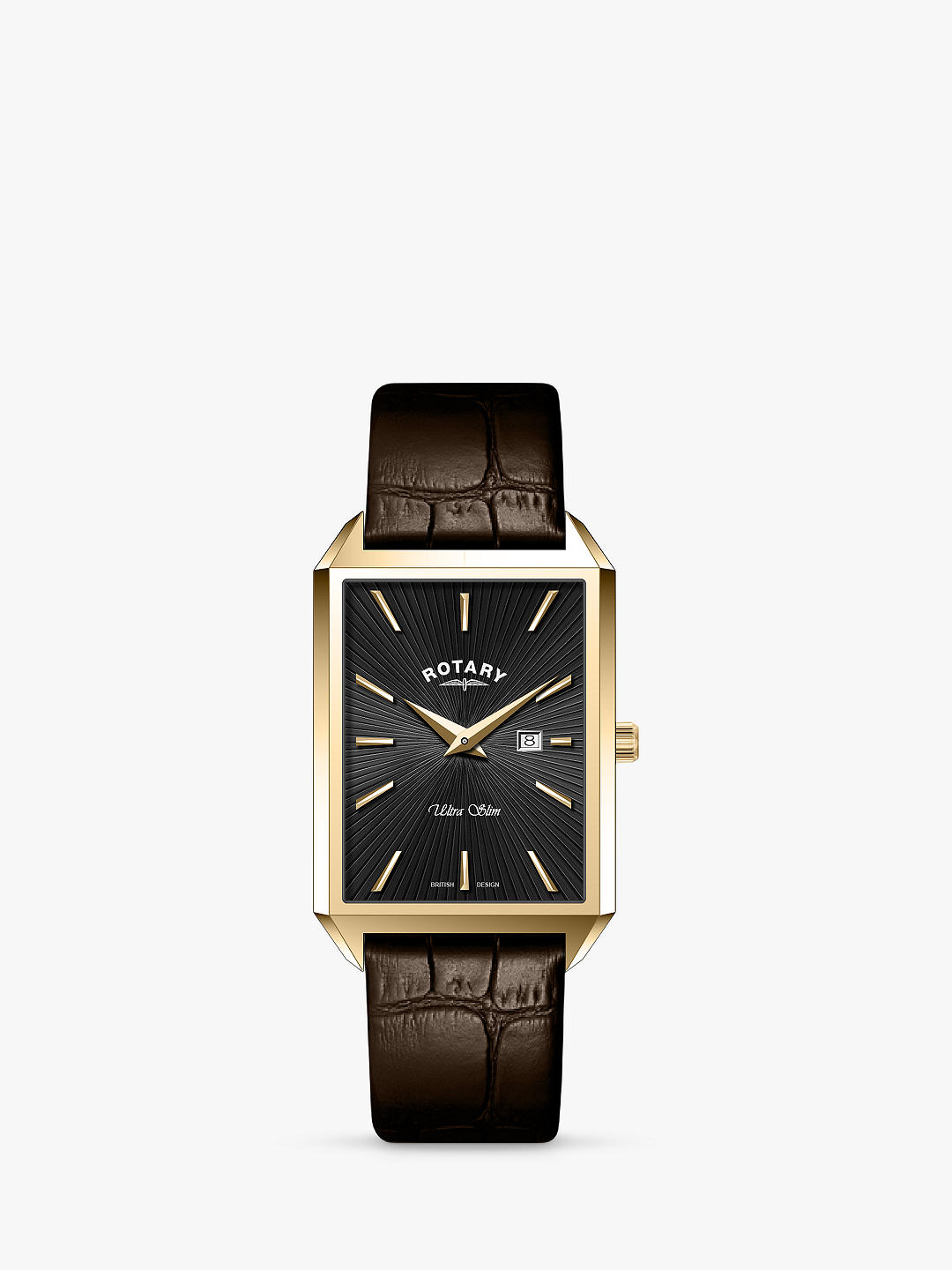 Rotary + Ultra Slim Leather Strap Watch