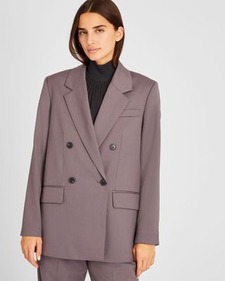 Club Monaco + Lightweight Wool Relaxed Double Breasted Blazer