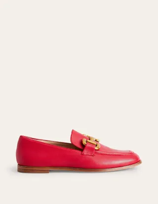 Boden + Iris Snaffle Loafers in Pillarbox Red