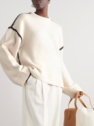 Toteme + Oversized Whipstitched Wool, Cashmere and Cotton-Blend Jumper