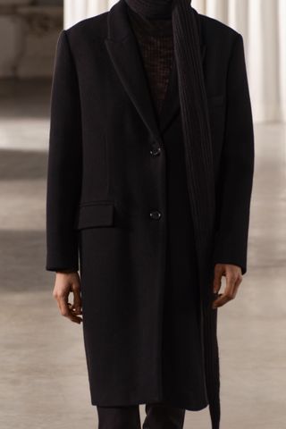Zara + ZW Collection Wool Menswaer-Style Coat