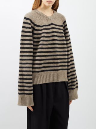 Khaite + Nalani Striped Cashmere Sweater