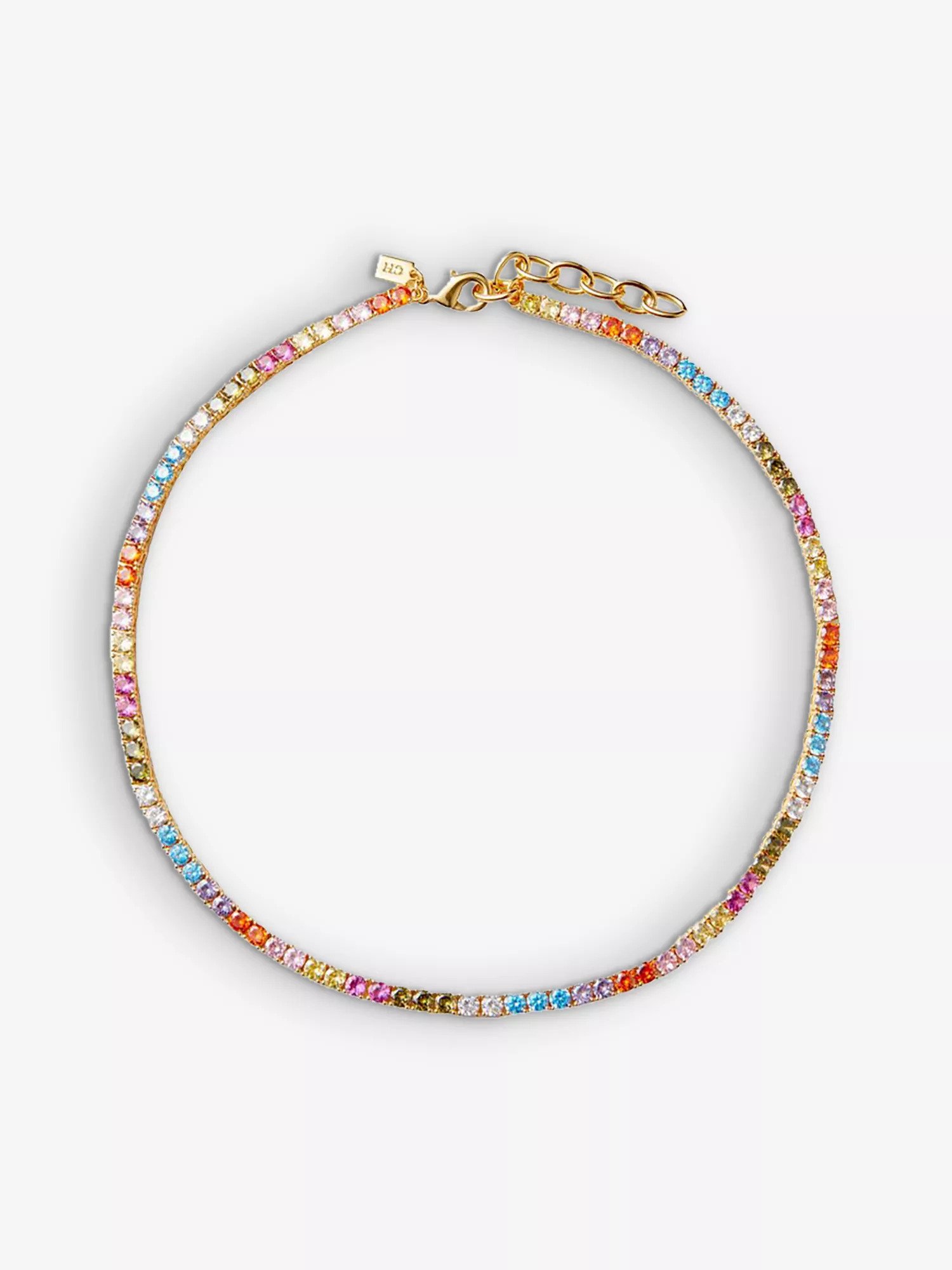 Crystal Haze + Serena Rainbow 18ct Yellow Gold-Plated Brass and Zirconia Necklace in Multicolor
