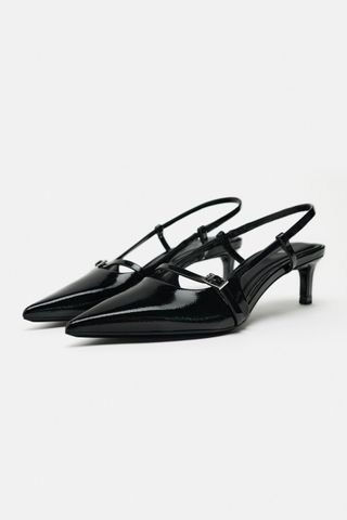 Zara + Buckled Strap Slingback Shoes