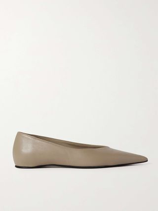 Totême + The Asymmetric Ballerina Leather Point-Toe Flats