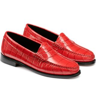 G.H.Bass + Whitney Croc Embossed Penny Loafers
