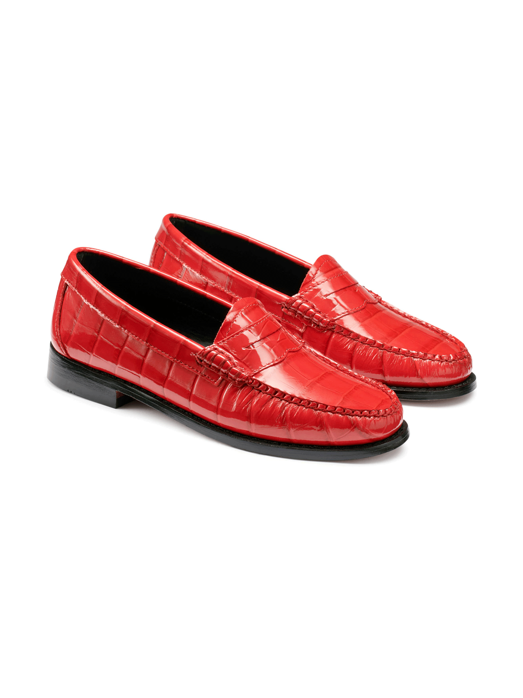 G.H.Bass + Whitney Croc Embossed Penny Loafers