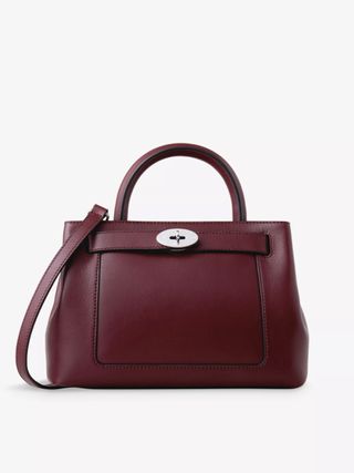 Mulberry + Islington Small Leather Shoulder Bag in Black Cherry
