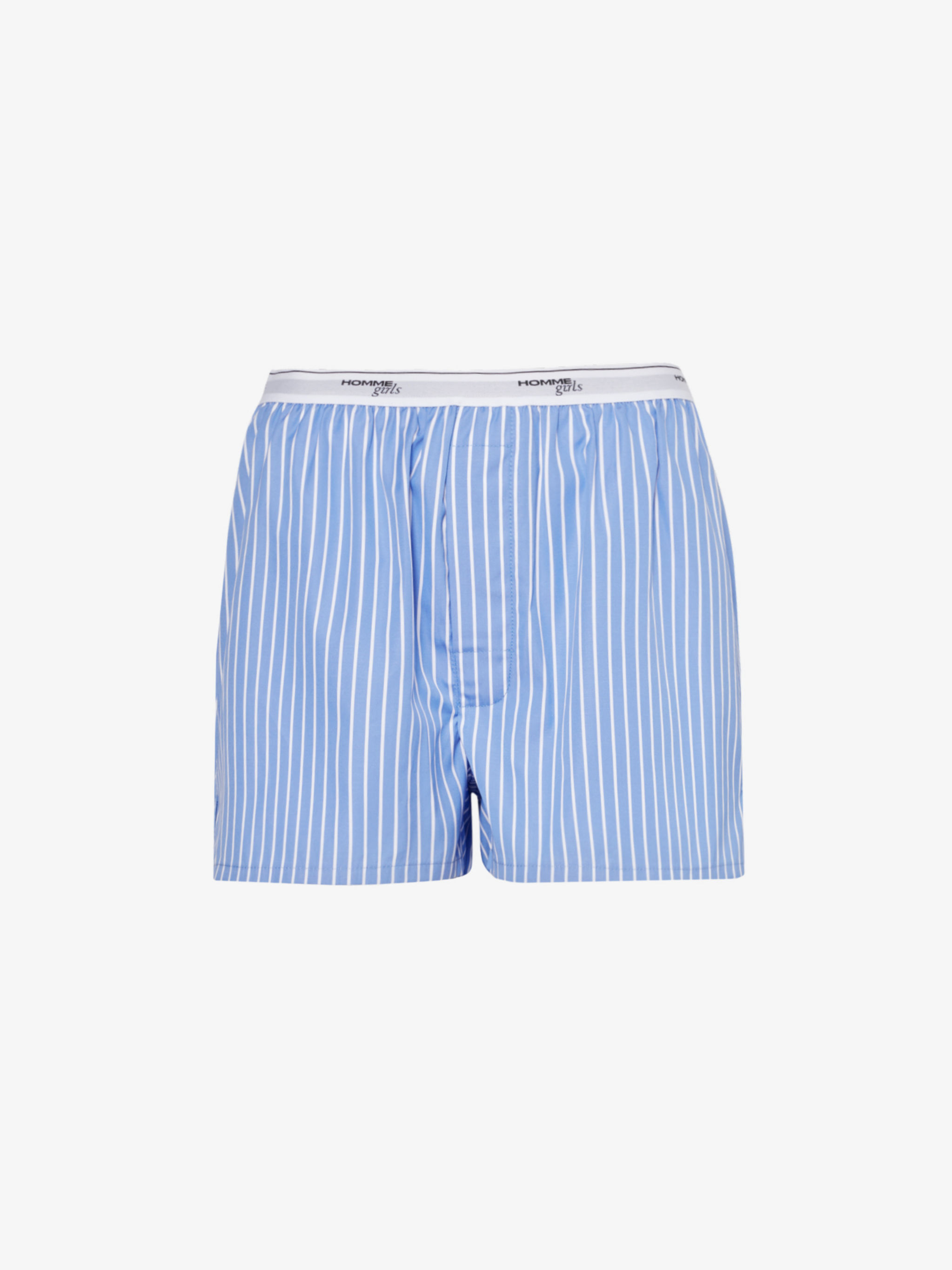 HOMMEGIRLS + Striped Branded-Waistband Cotton-Poplin Shorts