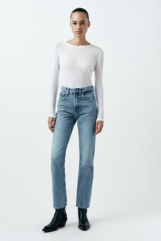 Zara + TRF Straight Leg Jeans with a High Waist