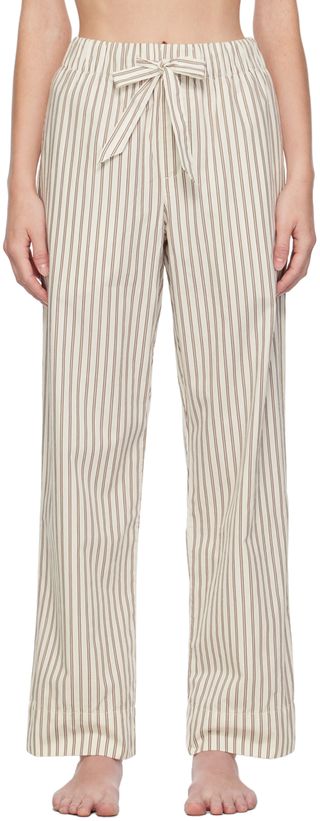 Tekla + White & Brown Striped Pyjama Pants