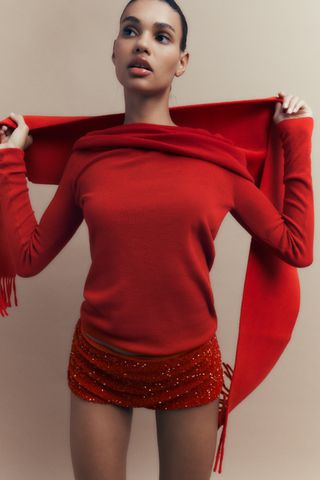 Zara + Off-the-Shoulder Knit Top