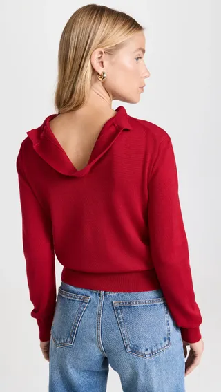 Recto + Back Open Neck Detail Wool Knit Top