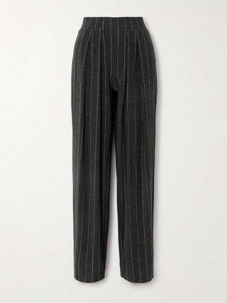 Norma Kamali + Pinstriped Stretch-Jersey Straight-Leg Pants