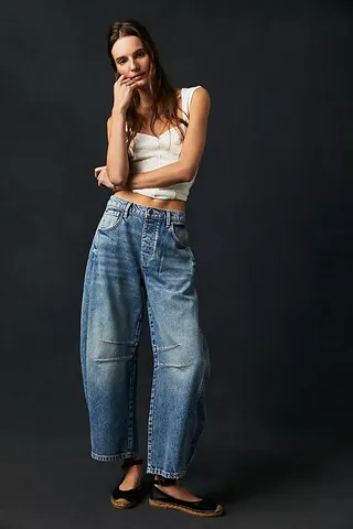 We The Free + Good Luck Mid-Rise Barrel Jeans