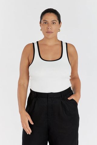 Dissh + Theo Off White Contrast Tank
