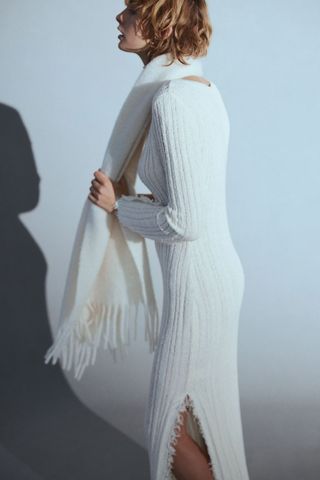 H&M + Frayed-Edge Rib-Knit Dress