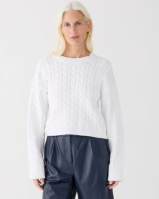 J.Crew + Cable-Knit Cropped Sweater