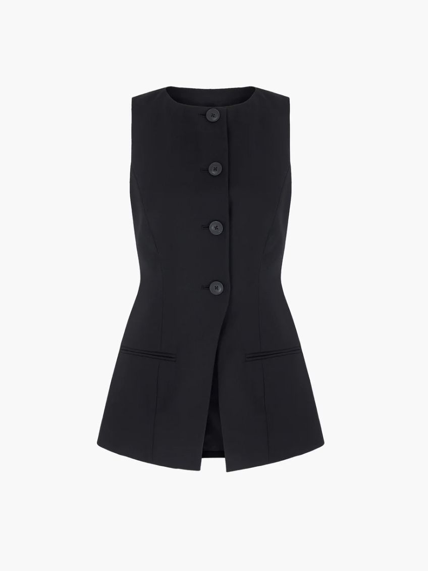 Aligne + Leo Long Waistcoat in Black