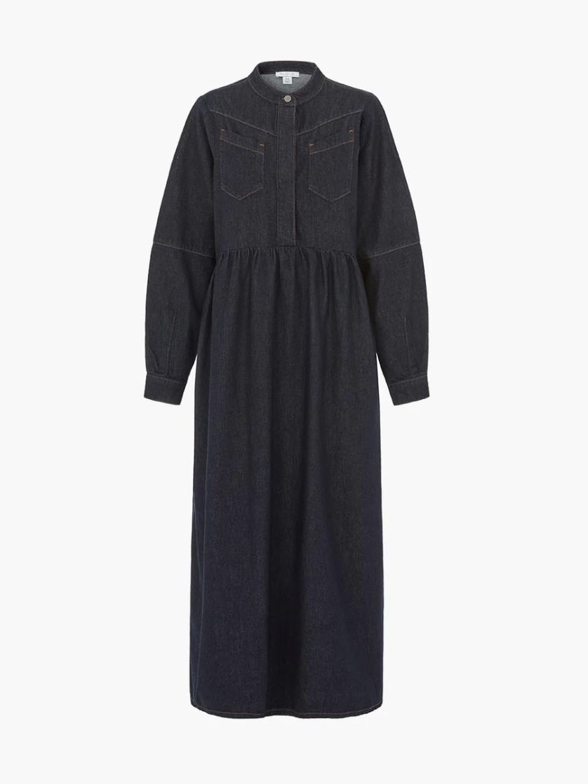 Aligne + Mirabella Midaxi Smock Denim Dress in Indigo