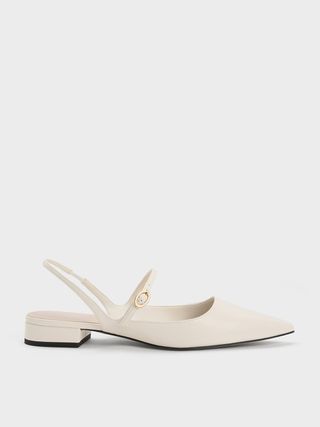 Charles & Keith + Slingback Mary Jane Flats in Chalk