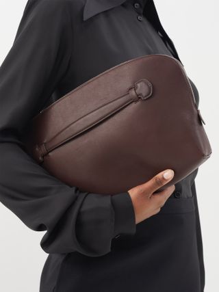 The Row + Ellie Grained-Leather Clutch Bag