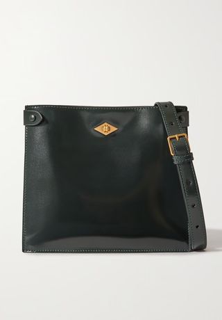 Métier + Stowaway Glossed-Leather Shoulder Bag