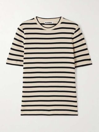Jil Sander + Appliquéd Striped Cotton-Jersey T-Shirt