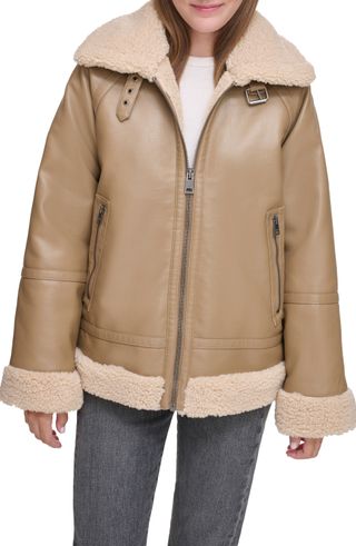 Levi's + Relaxed Faux Shearling & Faux Leather Aviator Jacket