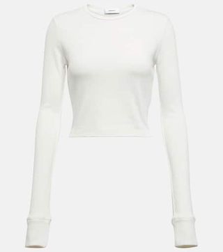 Wardrobe.NYC X Hailey Bieber + HB Cotton-Blend Jersey Crop Top in White